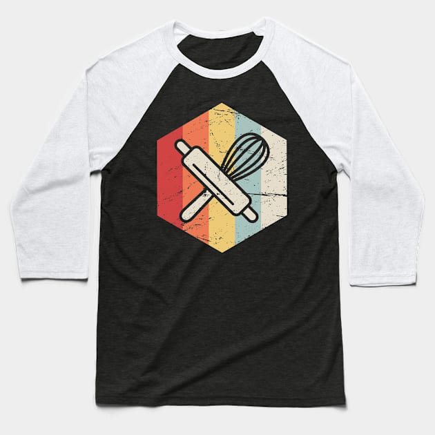 Retro Vintage Baking Supplies Icon Baseball T-Shirt by MeatMan